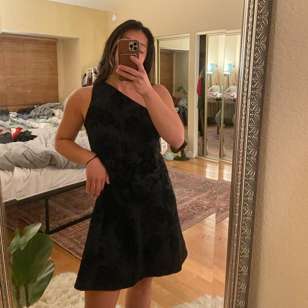 Black one shoulder cocktail dress